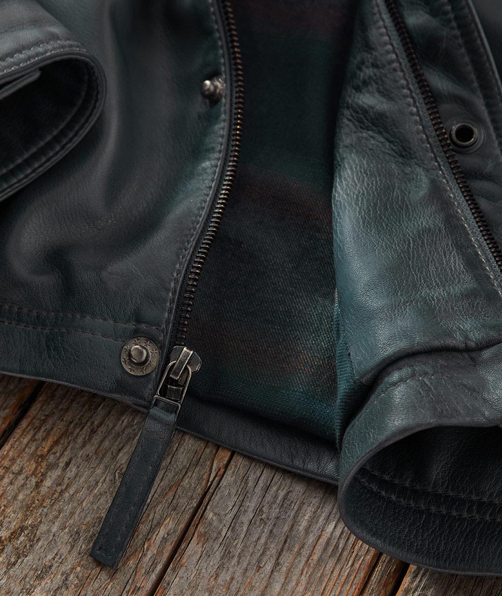 Men's Slate Leather Bomber | Carbon2Cobalt